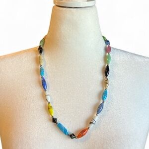 Vintage 60s Candy Color Glass Bead Necklace 24”